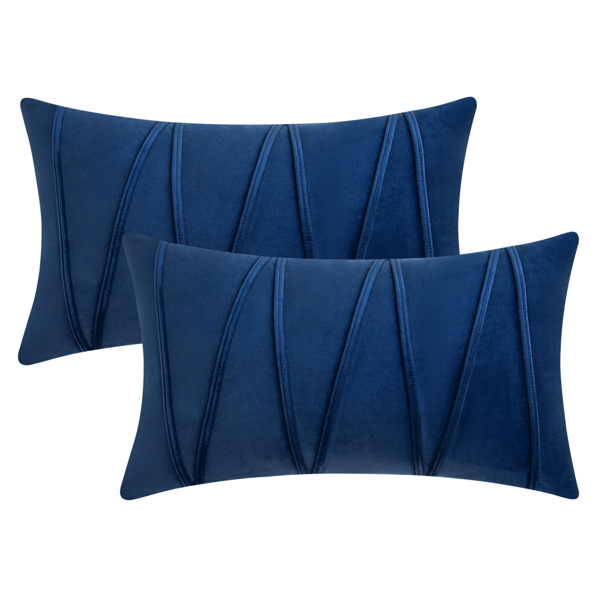Unique Bargains Velvet Throw Pillow Covers Set of 2 Square Cushion Navy Blue 12" x 20"
