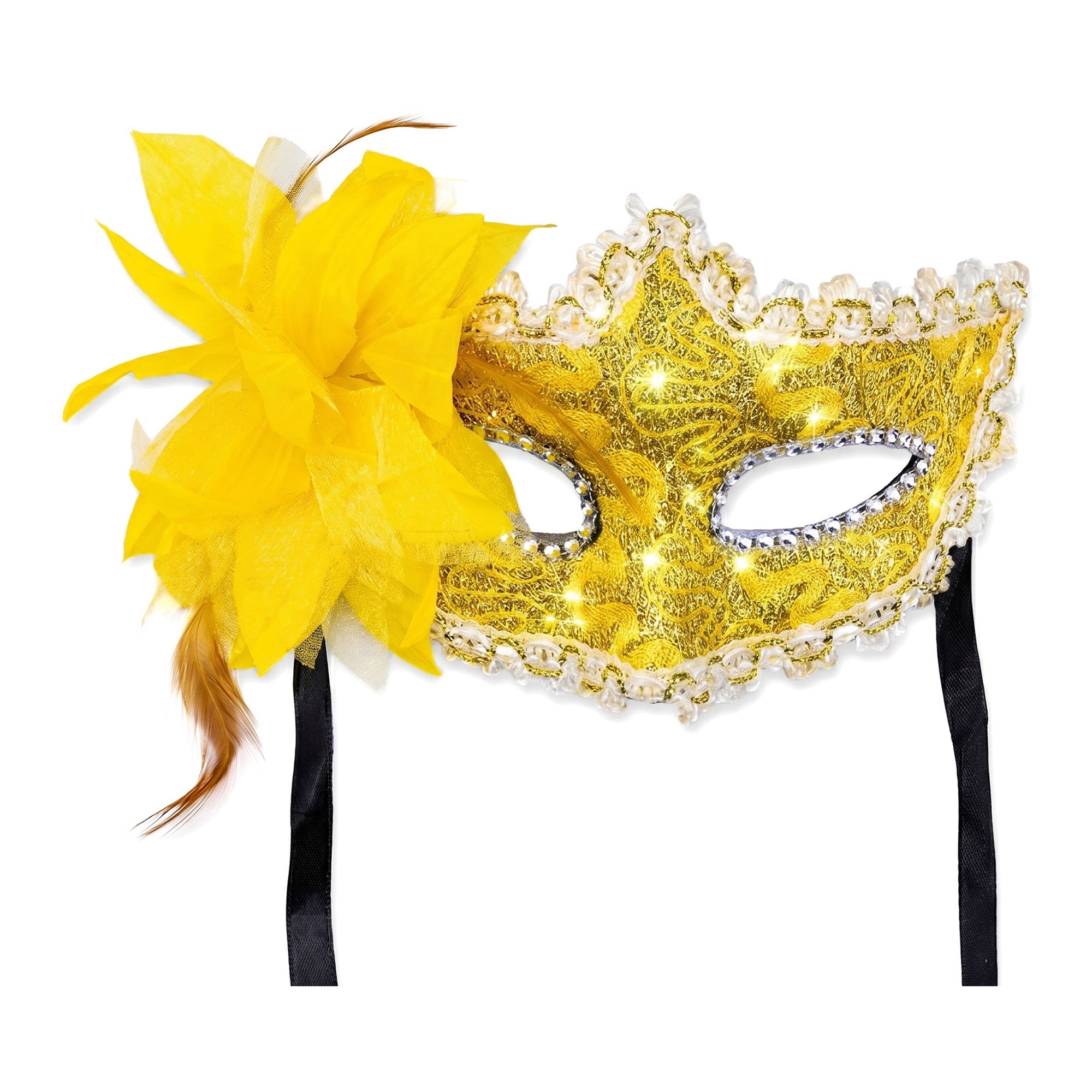 Unique Bargains Venetian Masquerade Mask, Side Flower Rose Eye Mask Gold 6.3" x 4.3"