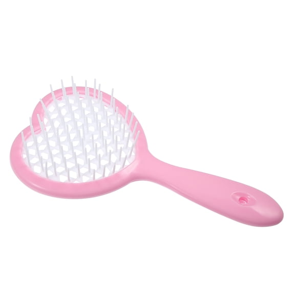 Unique Bargains Vent Hair Brush Travel Wet Hair Brush for Curly Straight Wavy Hair Barber Brush Tools Heart Shape Pink