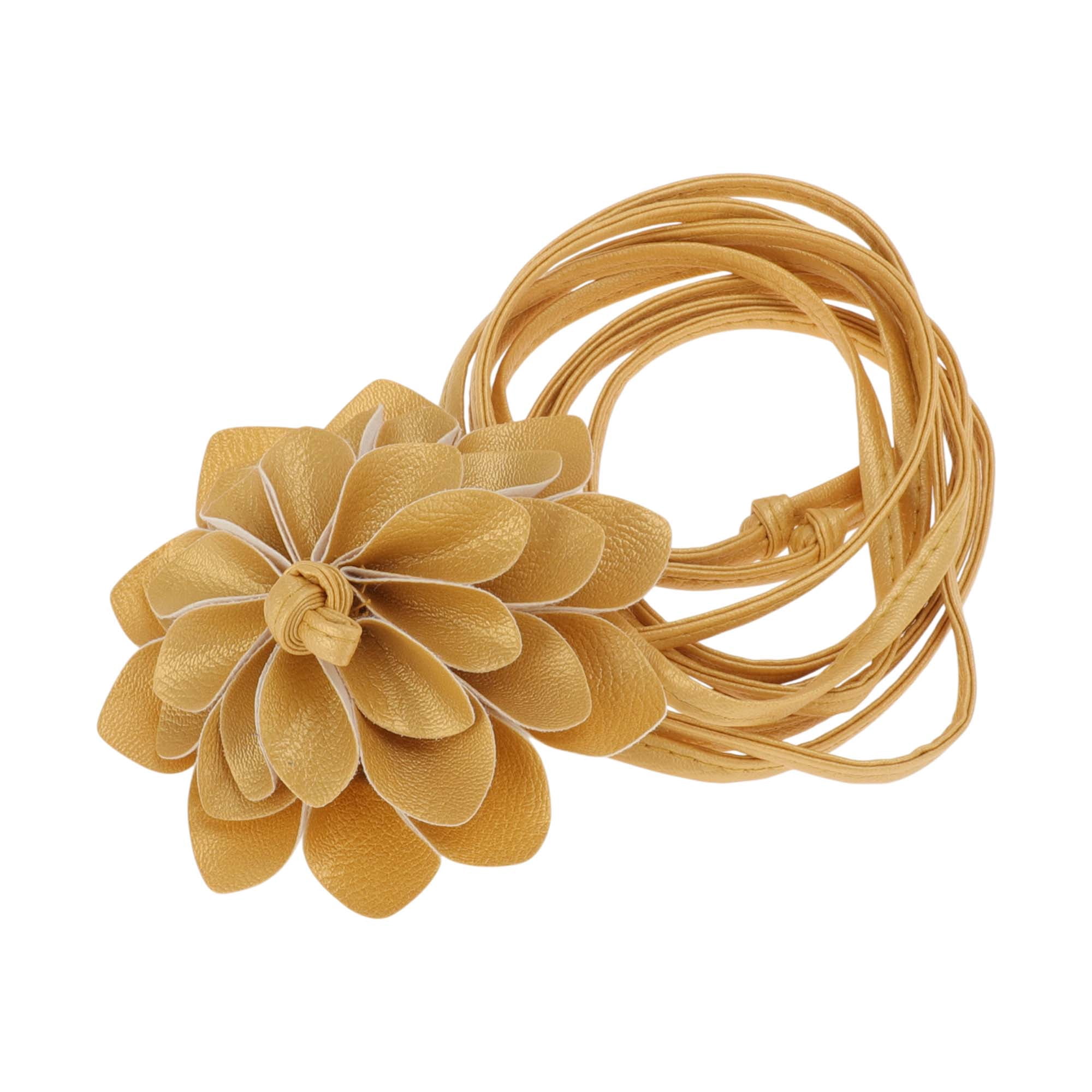 Unique Bargains Versatile Long Adjustable Waist Belt for Women Gold Tone