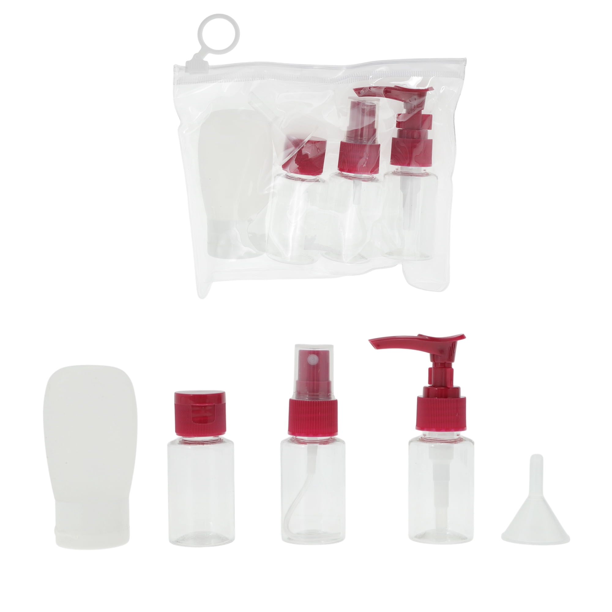 Unique Bargains Versatile Reusable Travel Accessories Bag Set 5 Pcs Wine Red