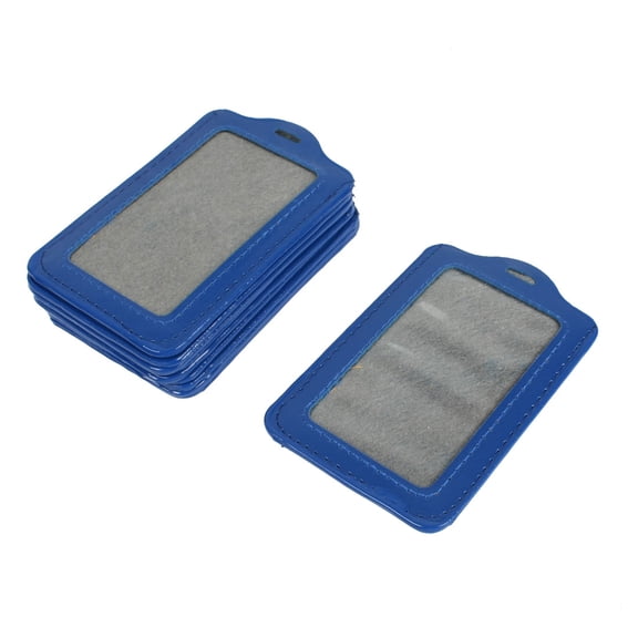 Unique Bargains Vertical Design Faux Leather Business Card Holders Blue Clear 10 Pcs