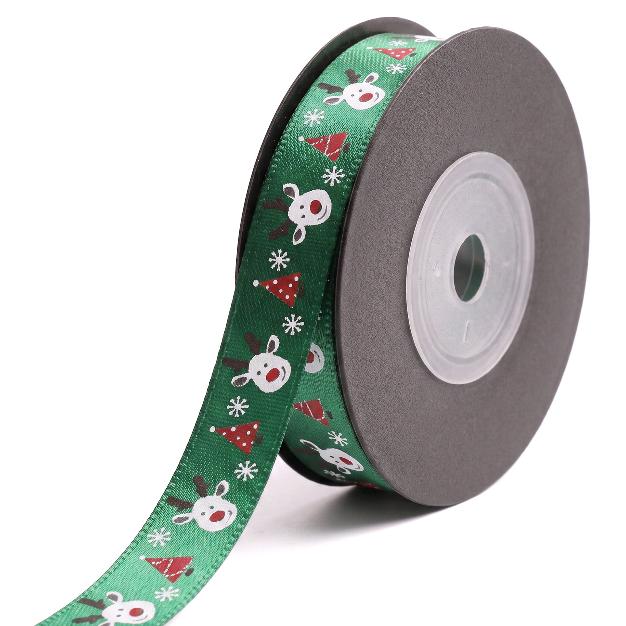 Unique Bargains Vibrant Cartoon Ribbon for Gift Wrapping Green Reindeer Pattern 5.5 Yard