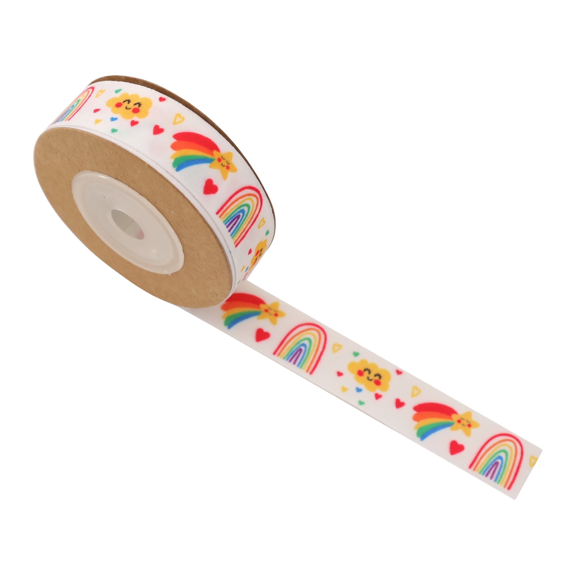 Unique Bargains Vibrant Fabric Cartoon Ribbon for Creative Gift Wrapping Projects Rainbow