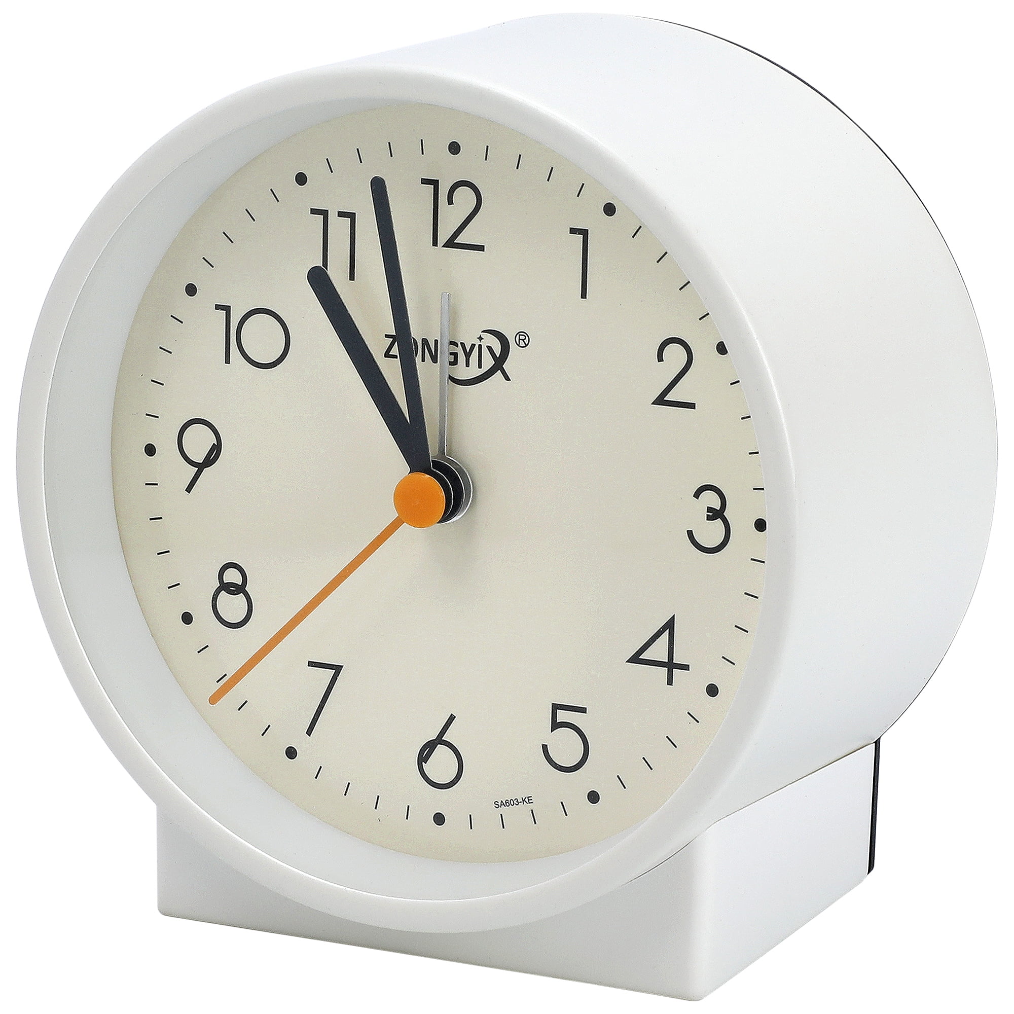 Unique Bargains Vintage Alarm Clock with Geometric Base White 3.6"L x 2.2"W x 3.7"H
