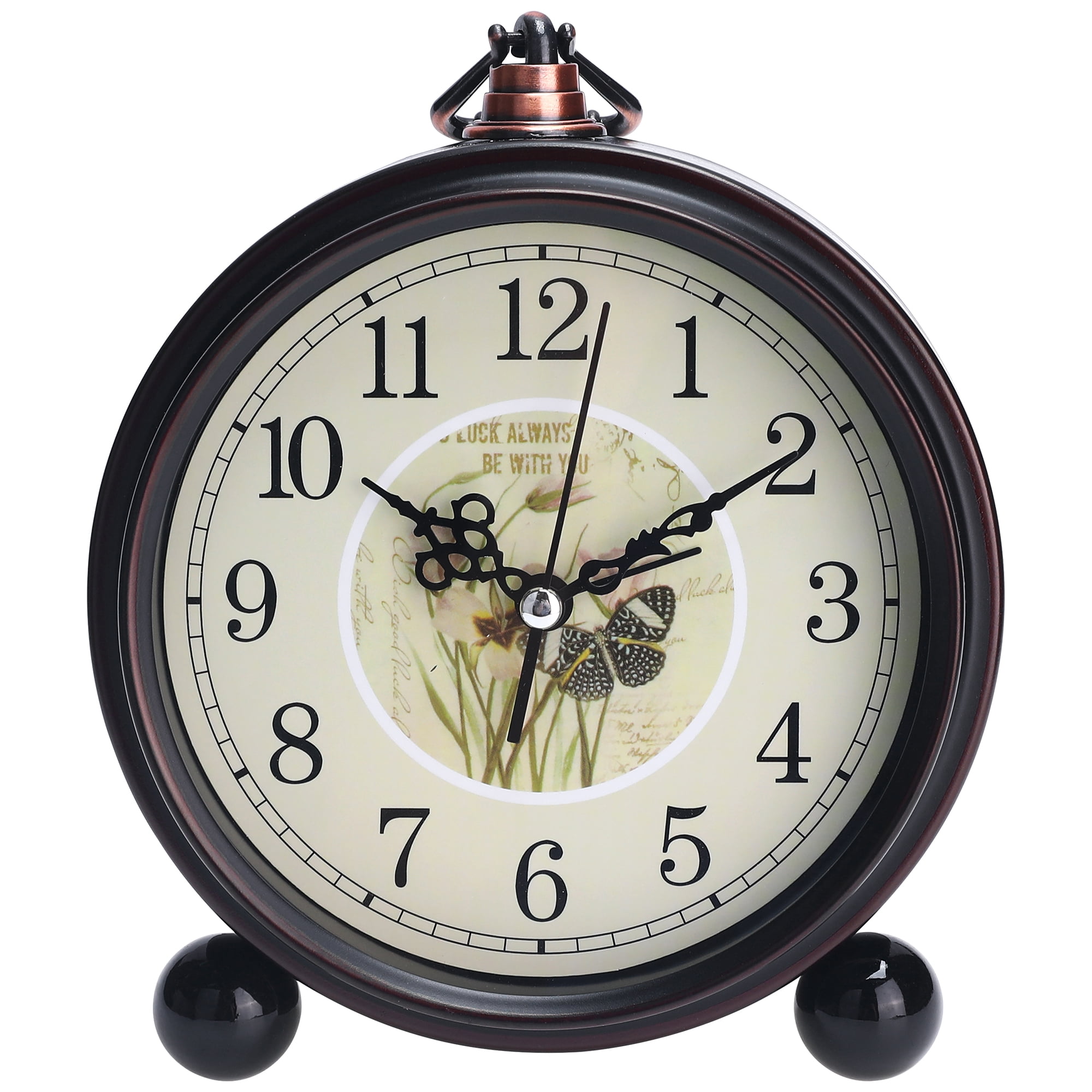 Unique Bargains Vintage Desk Clock Silent Retro Battery Operated Brown