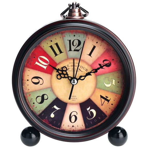 Unique Bargains Vintage Desk Clock Silent Retro Battery Operated Pink