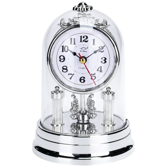 Unique Bargains Vintage Desk Clock Silent Retro Battery Operated Silver
