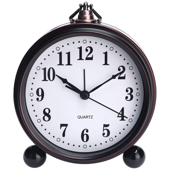Unique Bargains Vintage Desk Clock Silent Retro Battery Operated White