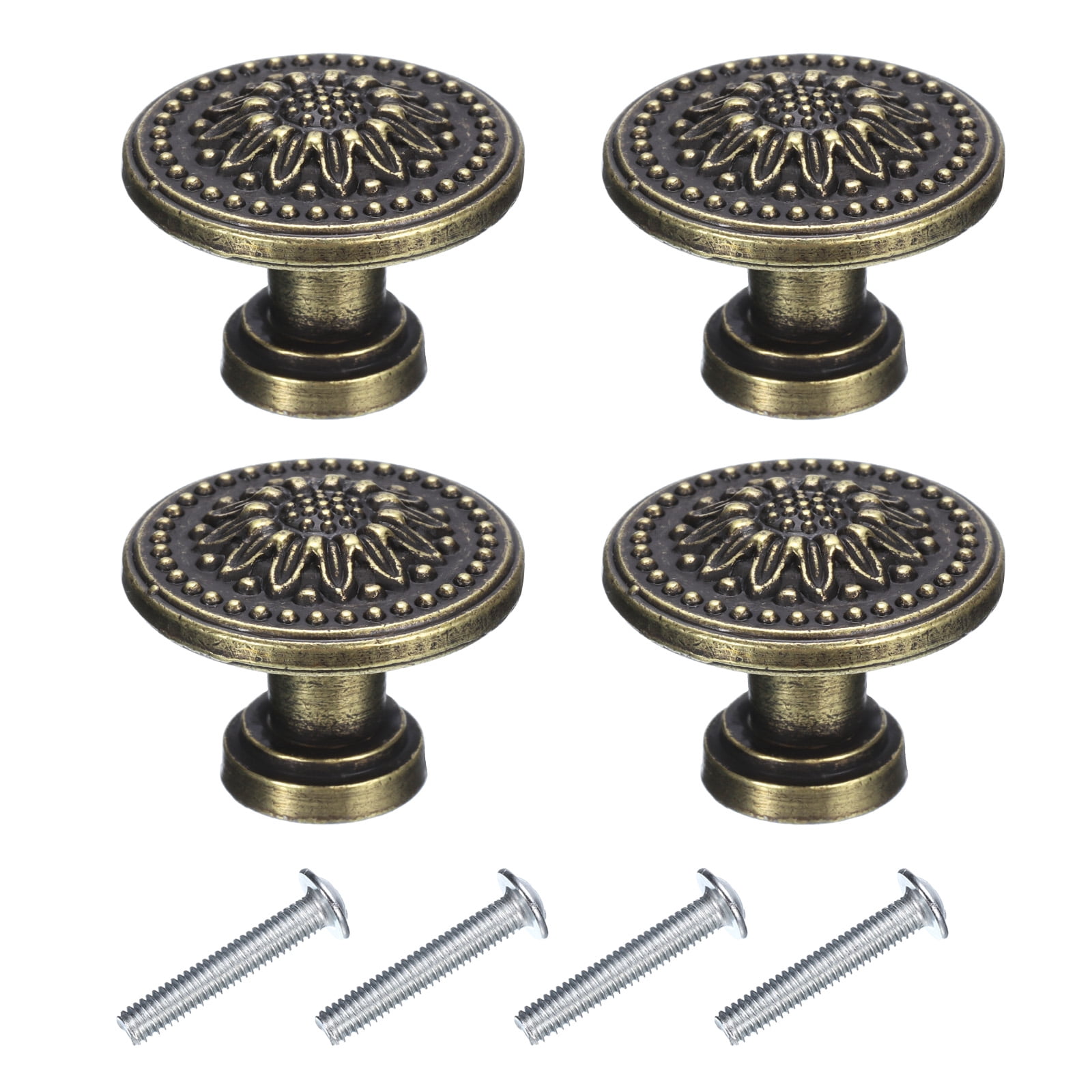 Unique Bargains Vintage Drawer Knobs with Retro Floral Dresser Drawer Knobs Bronze 1.2"