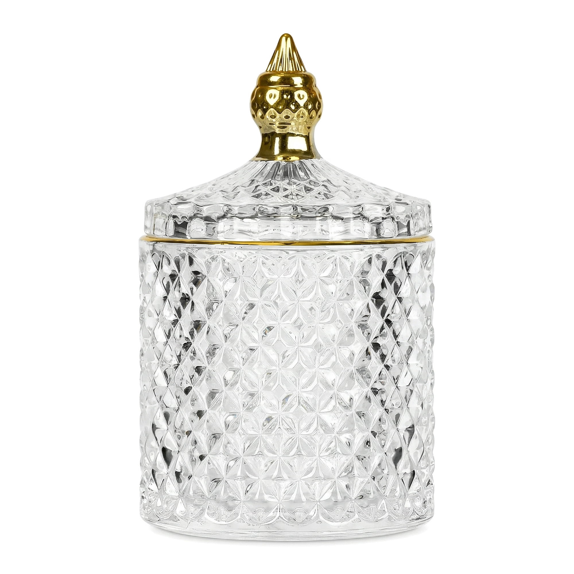 Unique Bargains Vintage Embossed Glass Canister Jar with Lid Clear 3.3" x 3.3" x 5.5"
