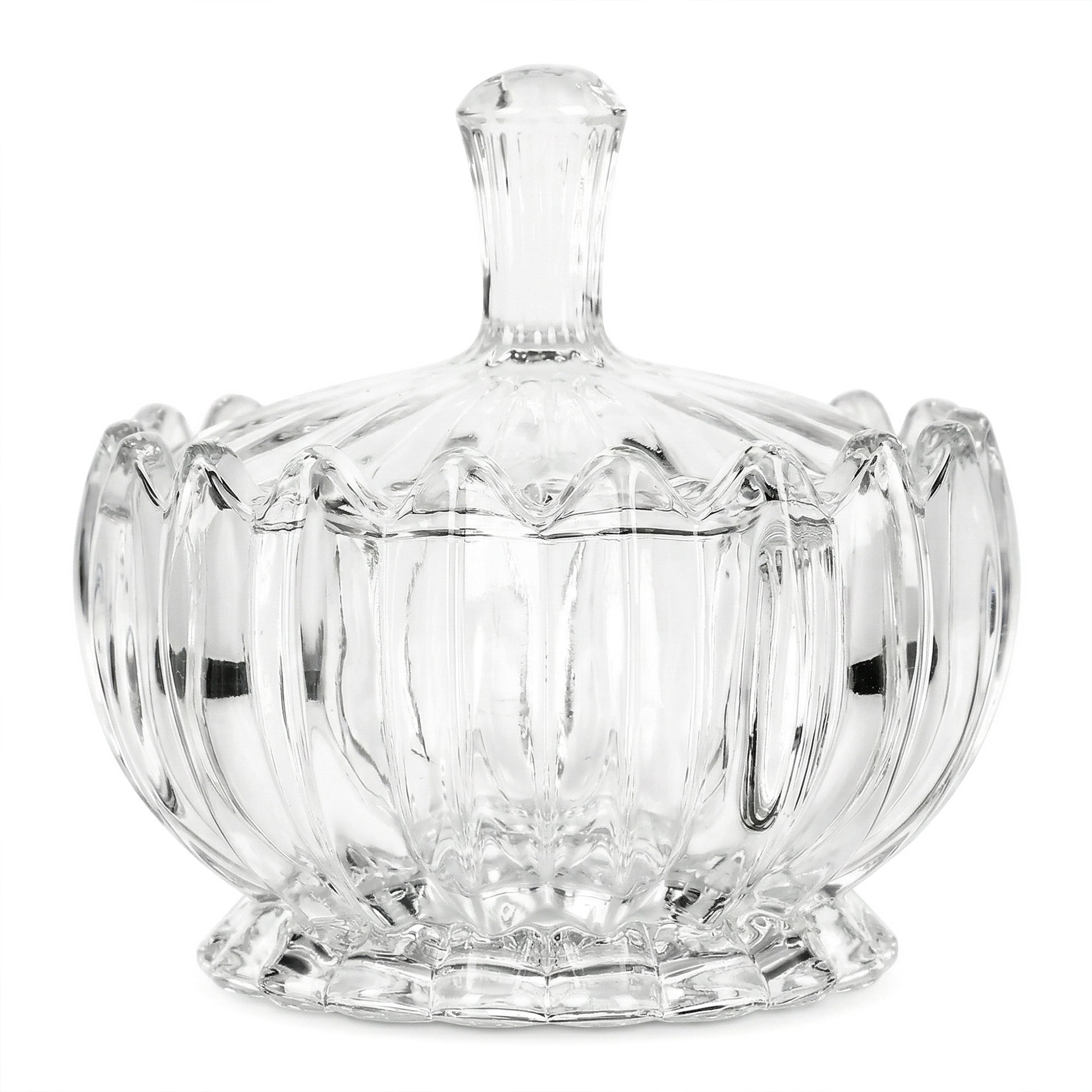 Unique Bargains Vintage Embossed Glass Jar with Lid White Cap 4.2" x 4.2" x 4.3"