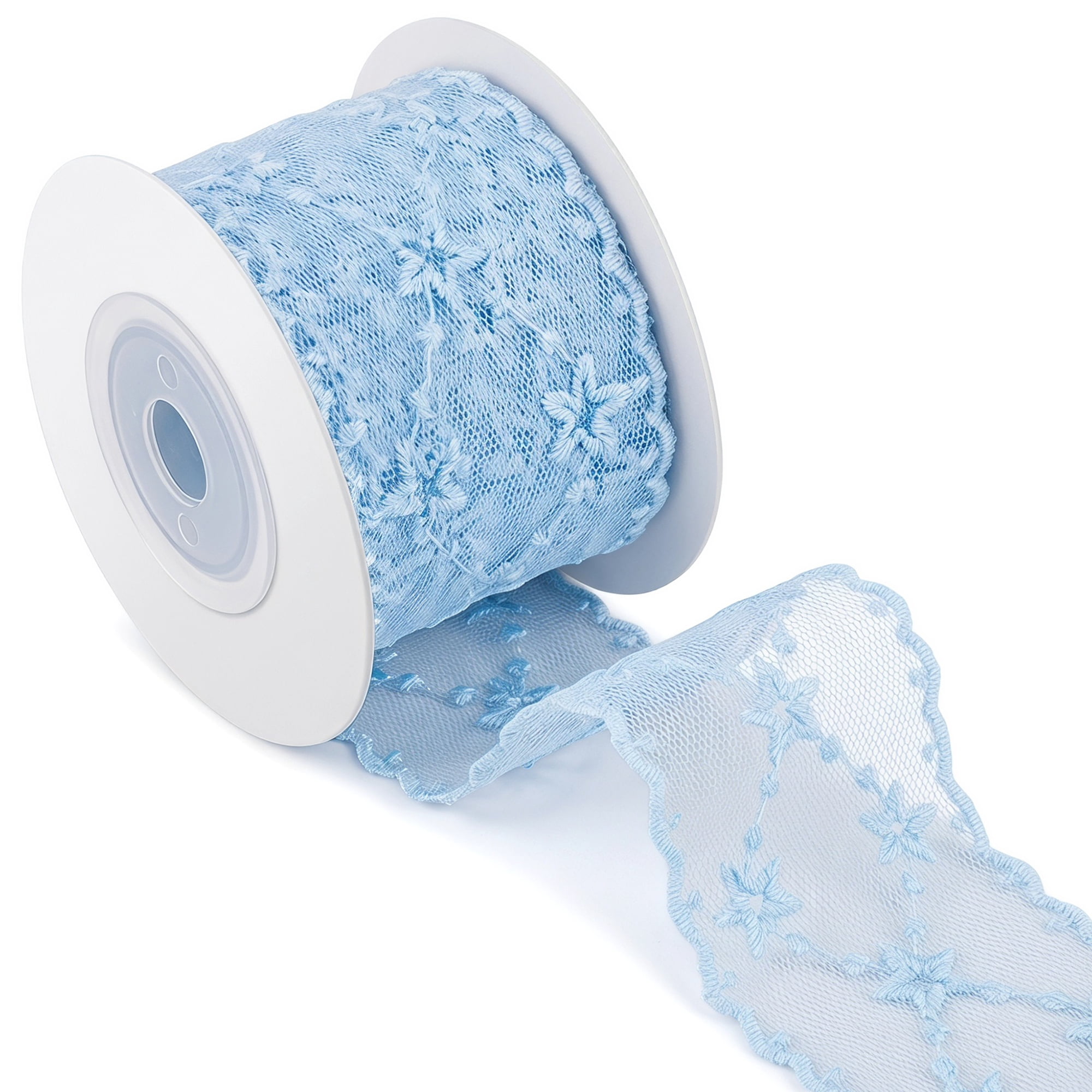 Unique Bargains Vintage Embroidered Lace Trim Gift Wrap Ribbons Blue 4.9 Yard