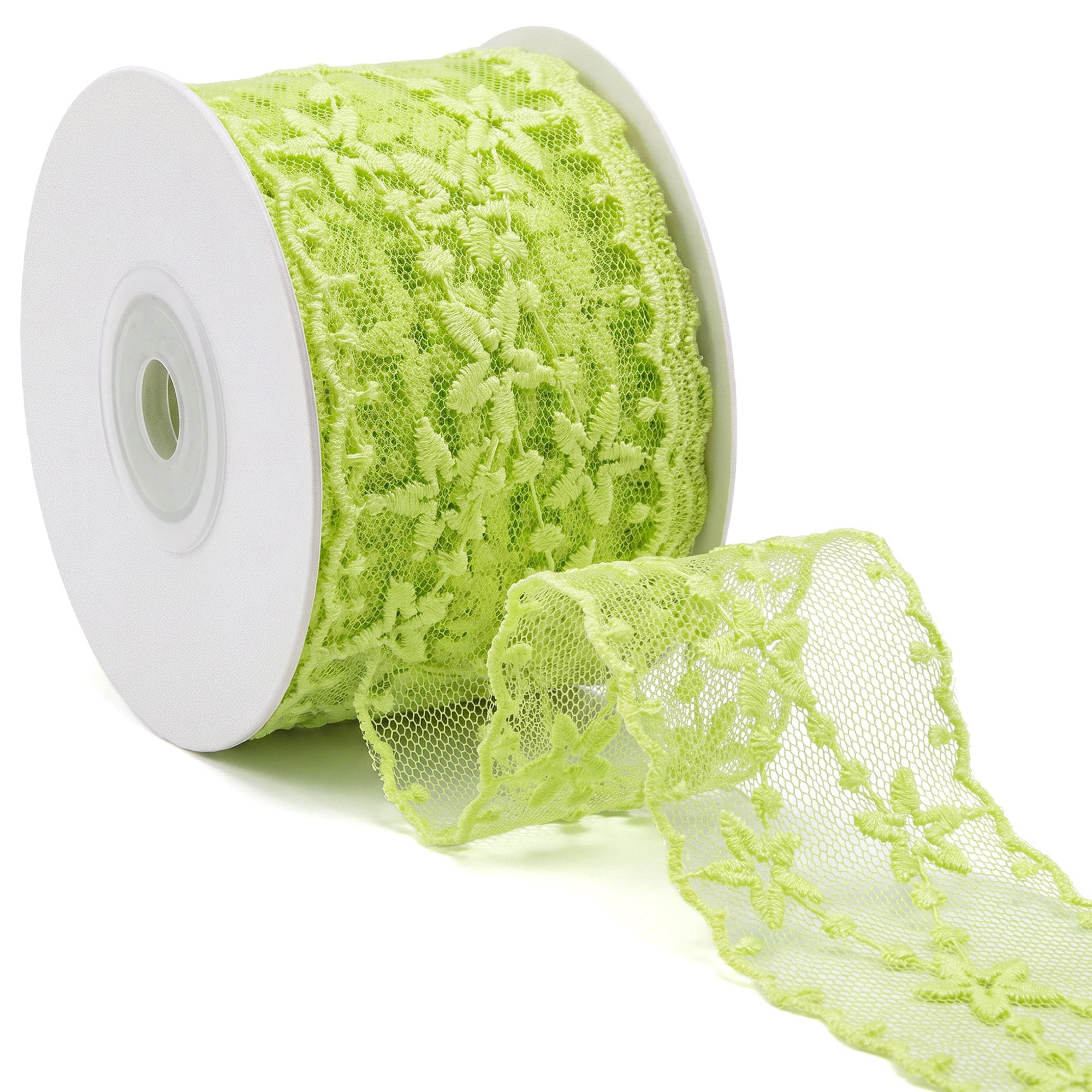 Unique Bargains Vintage Embroidered Lace Trim Gift Wrap Ribbons Green 4.9 Yard