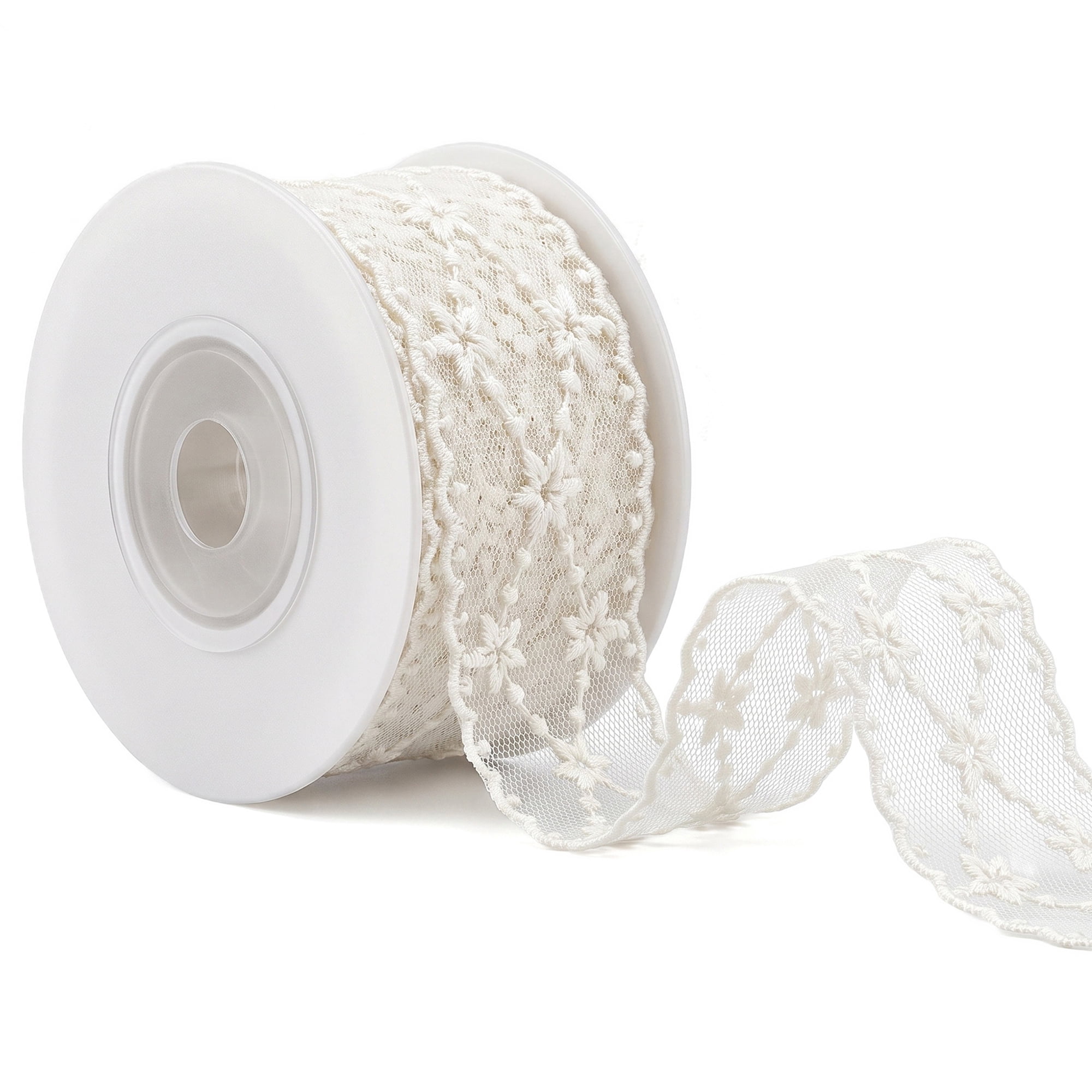 Unique Bargains Vintage Embroidered Lace Trim Gift Wrap Ribbons White 4.9 Yard