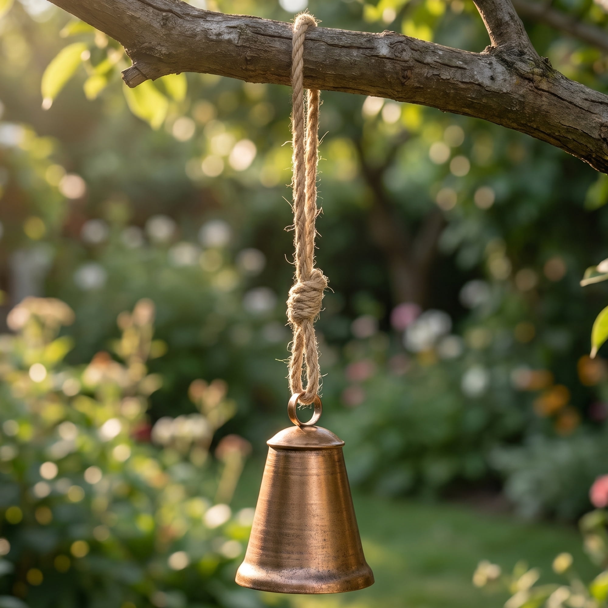 Unique Bargains Vintage Hanging Wall Decor Iron Trumpet Cow Bell Bronze 3.1" x 3.1" x 15"