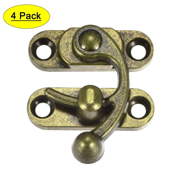Unique Bargains Vintage Lock Clasp Right Latch Hook Hasp 45mmx39mm Swing Arm Latch Bronze Tone 4Pcs