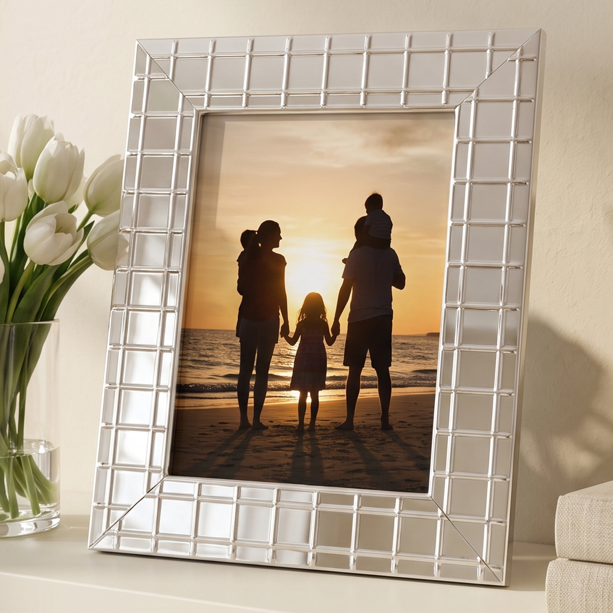 Unique Bargains Vintage Metal Baroque Photo Frame Silver 4" x 6"