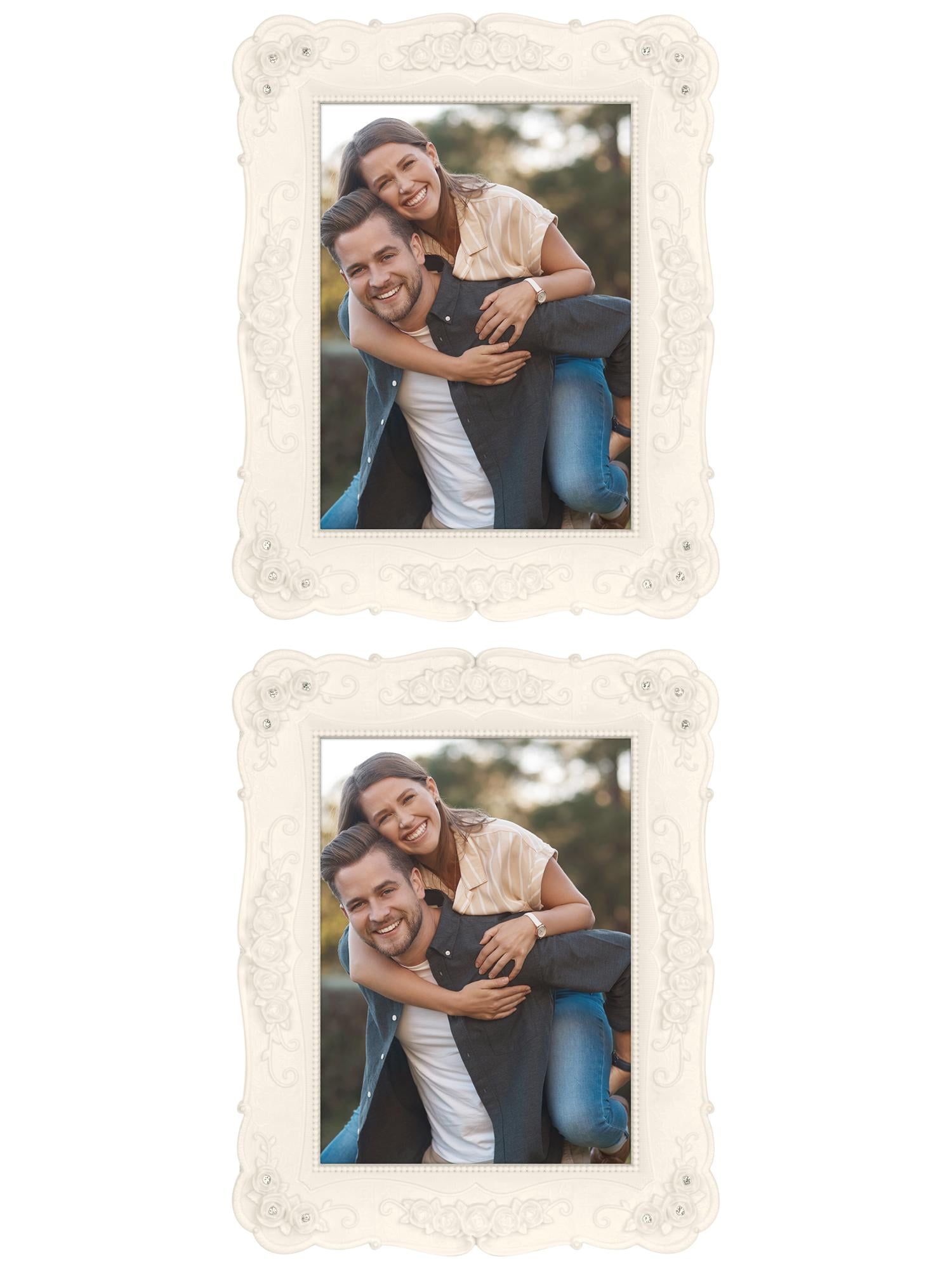 Unique Bargains Vintage Picture Frame Elegant Photo Frames for Tabletop Display White 4x6" White 6x8/5x7