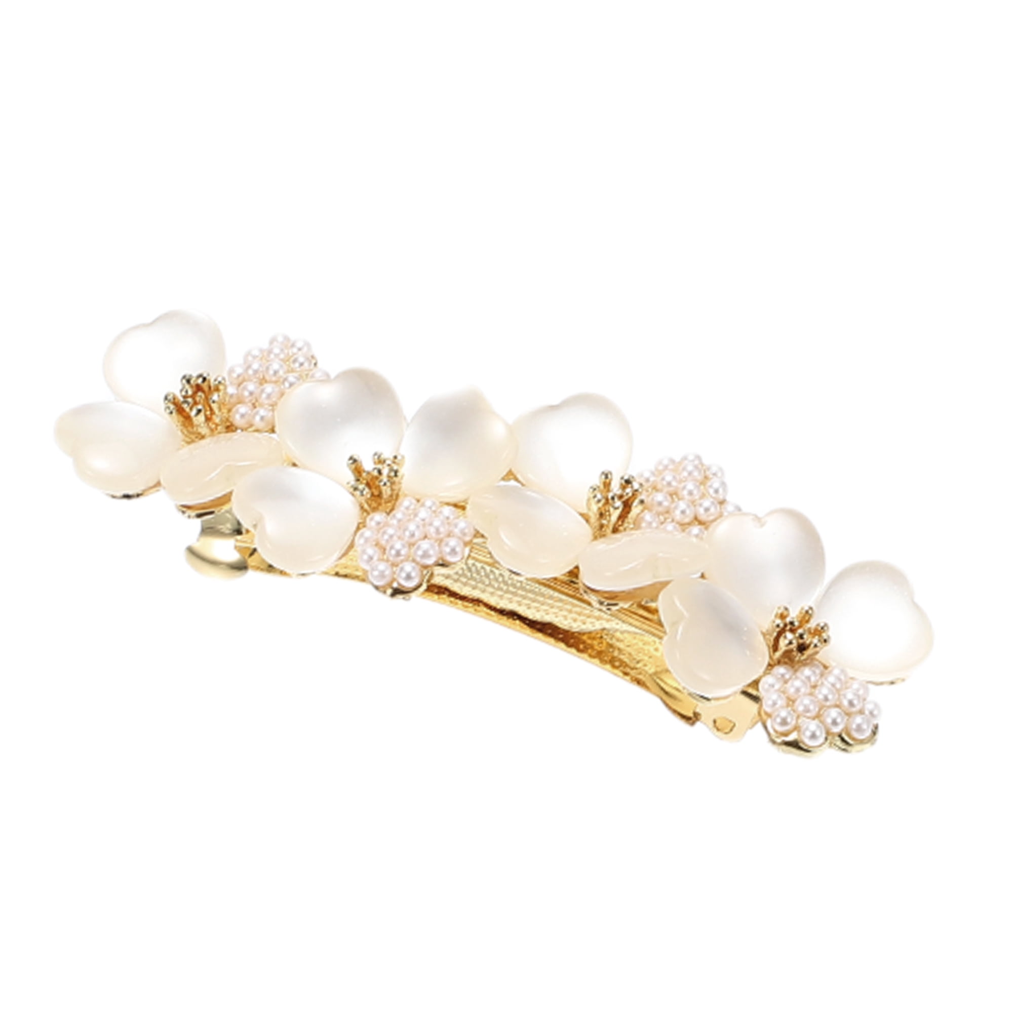 Unique Bargains Vintage Rhinestone Hair Barrettes Flower Hairpin Accessories Champagne