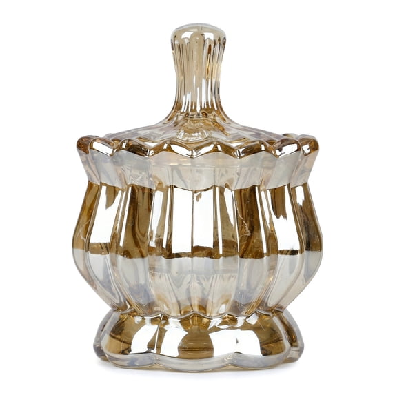 Unique Bargains Vintage Small Glass Decorative Mini Jar with Lid Gold 3.5" x 3.5" x 4.5"