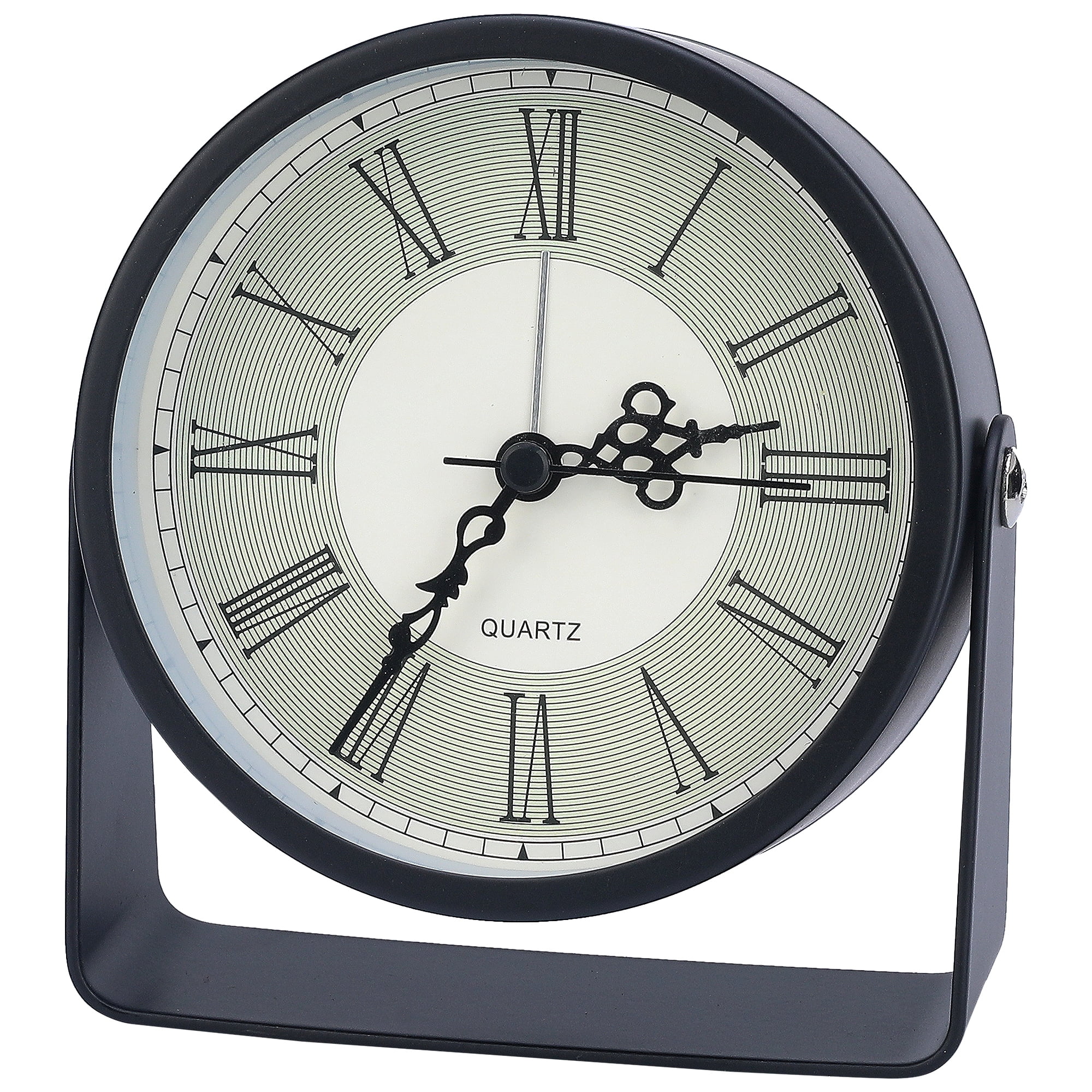 Unique Bargains Vintage Tabletop Alarm Clock Black and Beige 4.5"L x 1.6"W x 5.0"H