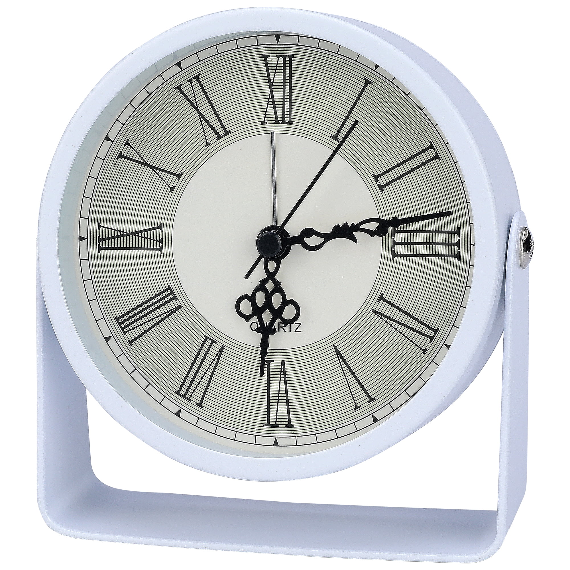 Unique Bargains Vintage Tabletop Alarm Clock White and Beige 4.5"L x 1.6"W x 5.0"H