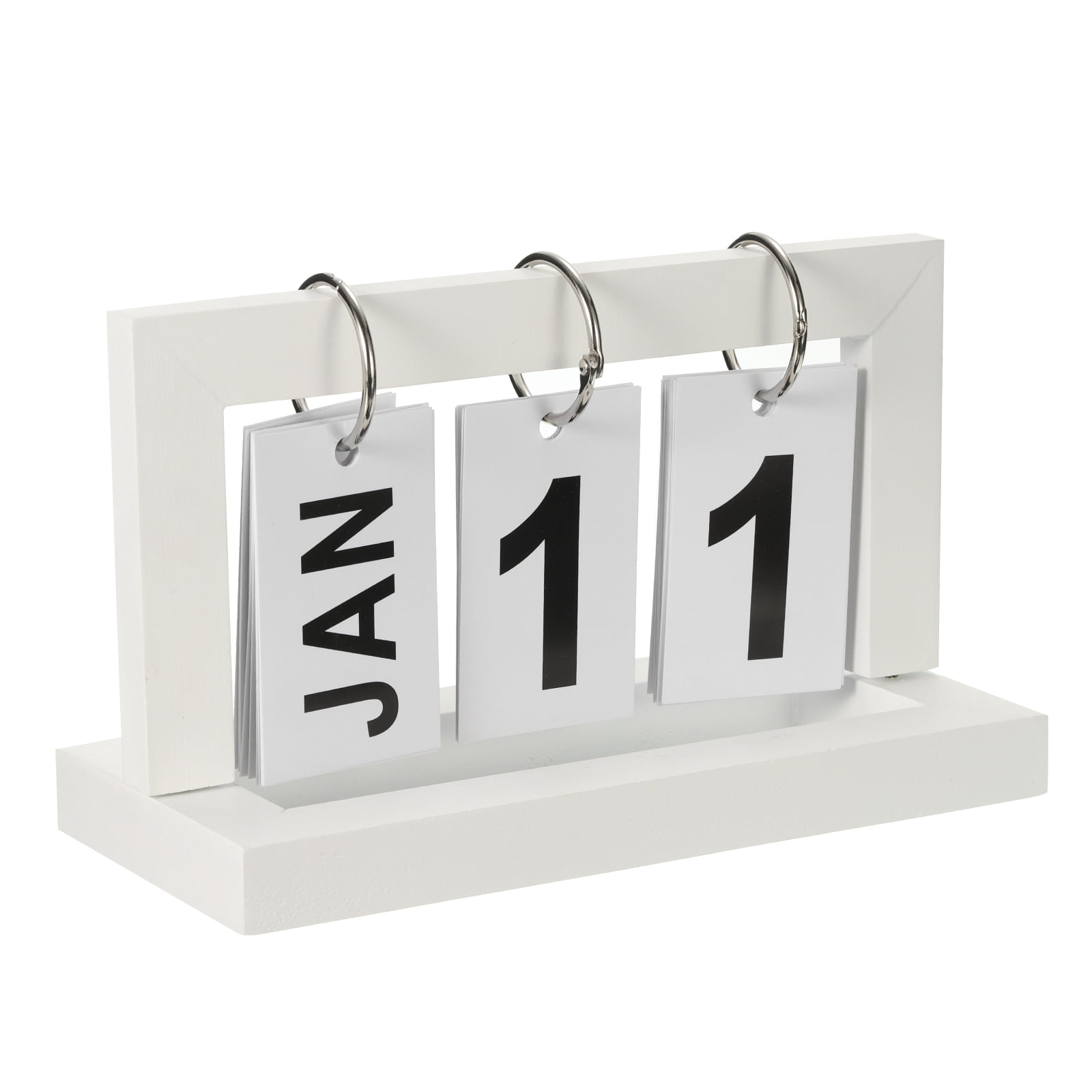 Unique Bargains Vintage Wood Perpetual Calendar for Desk Office Home Decoration White
