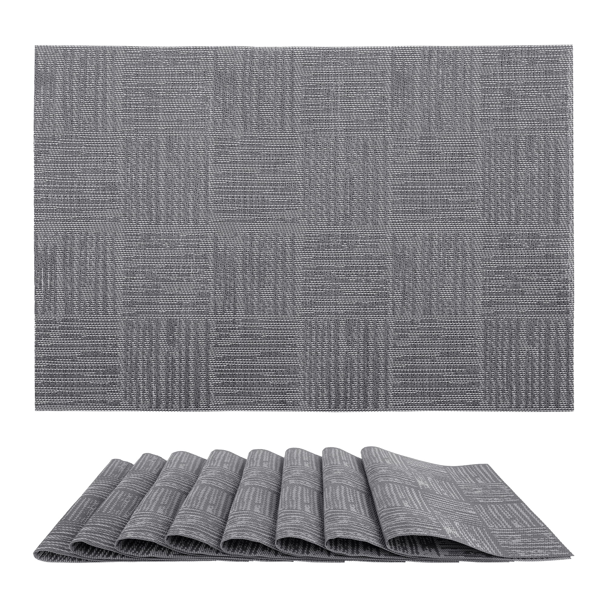 Unique Bargains Vinyl Placemats for Kitchen Dining Table Wipeable Mat Dark Gray 18x12in
