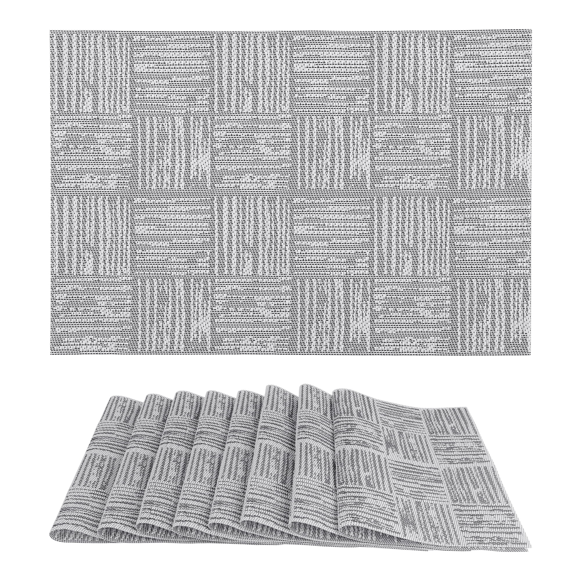 Unique Bargains Vinyl Placemats for Kitchen Dining Table Wipeable Mat Light Gray 18x12in