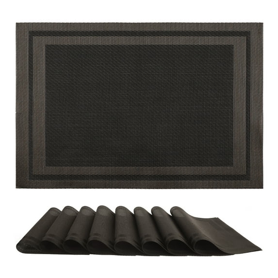 Unique Bargains Vinyl Placemats for Table Decor Washable Table Placemats 8pk Black 18x12in