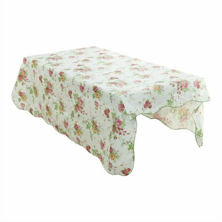 Unique Bargains Vinyl Rectangle Table Cover Rose Pattern Tablecloth 41" x 60"