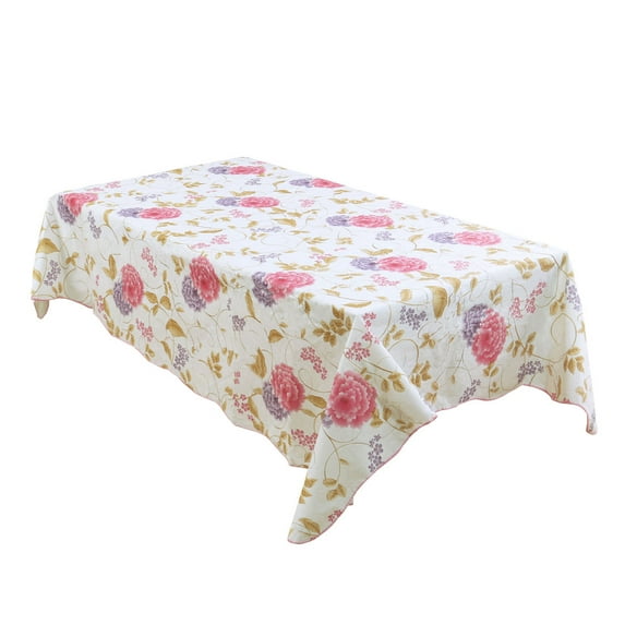 Unique Bargains Vinyl Table Cover Purple Pink Flower Pattern Tablecloth 41" x 60"