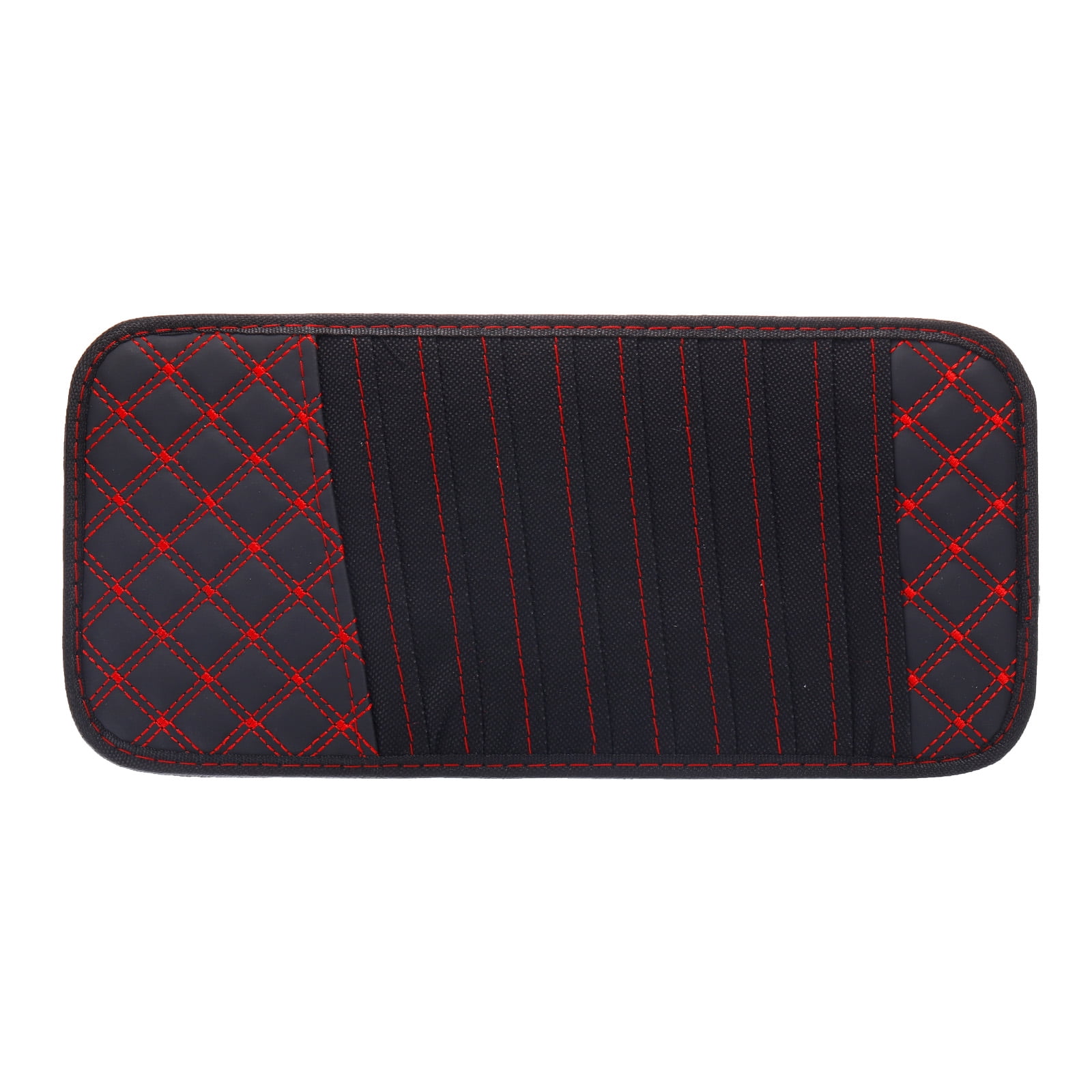 Unique Bargains Visor CD PU Leather Storage Dividers with Strap for Car Visor Black Red