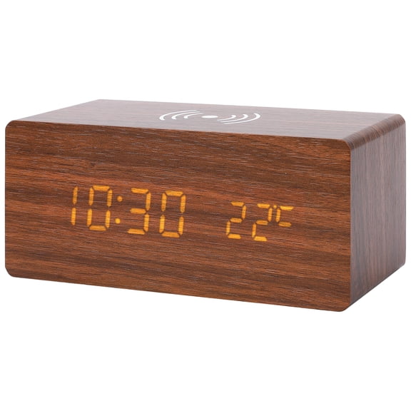 Unique Bargains Voice Activation Alarm Clock Brown 6.7"L x 3.1"W x 2.8"H
