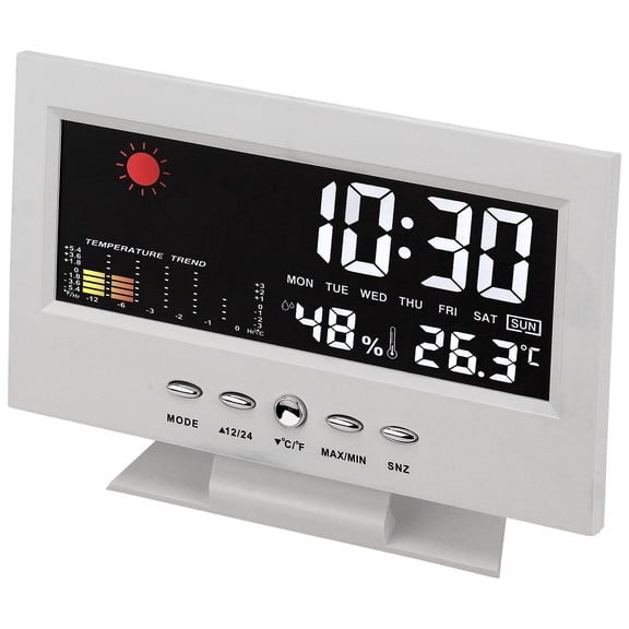 Unique Bargains Voice Activation Electric Alarm Clock White 5.9"L x 2.2"W x 4.7"H