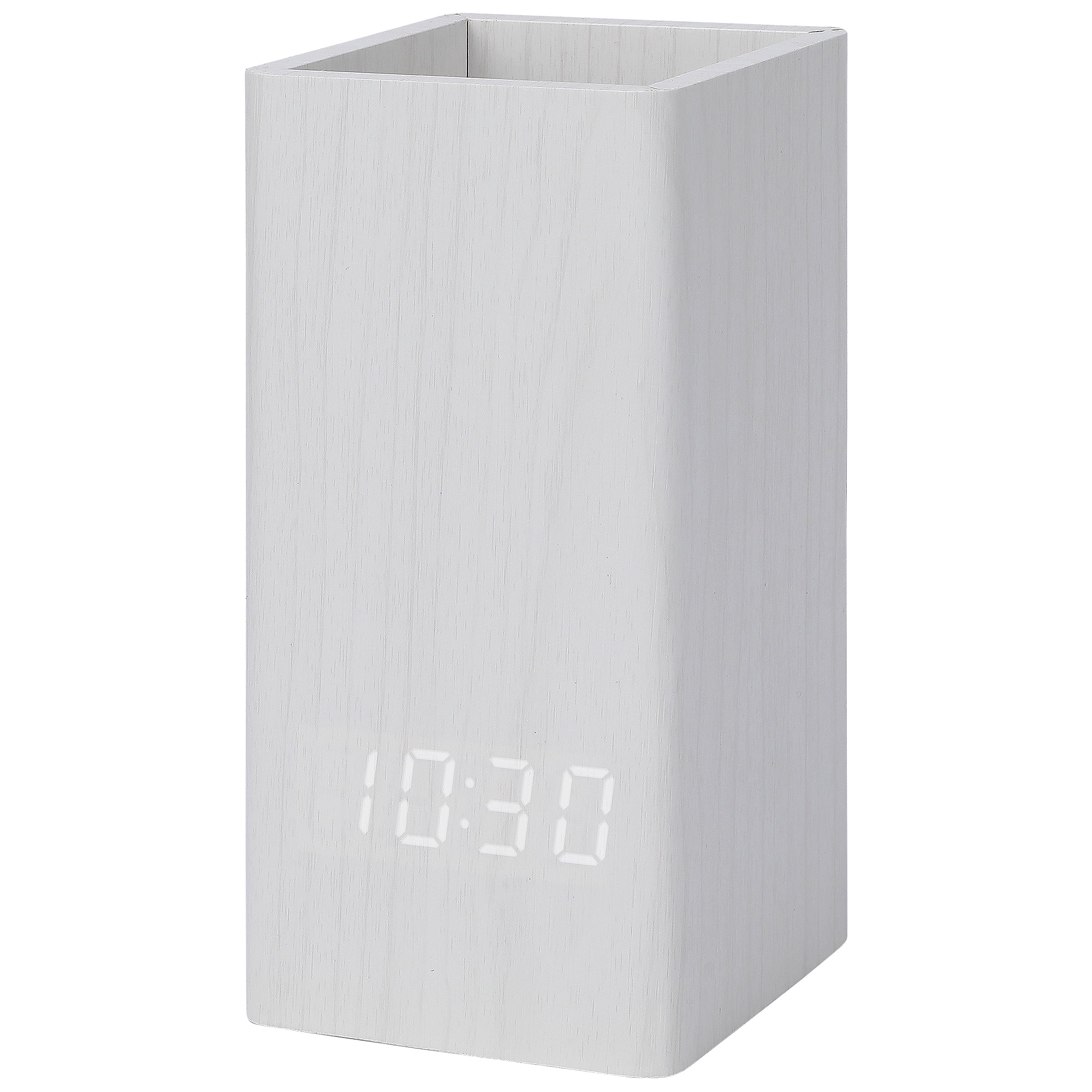Unique Bargains Voice Wake-Up LED Alarm Clock White 5.5"L x 2.6"W x 2.8"H