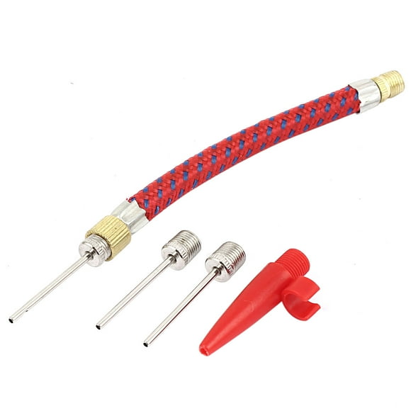 Unique Bargains Volleyball Inflating Air Pump Ball Inflator Needle Valve Hose Set 5 in 1