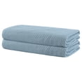thumbnail image 1 of Unique Bargains Waffle 2 Pack Cotton Bath Towel Set Soft Highly Absorbent Towels Blue 28" x 56", 1 of 8