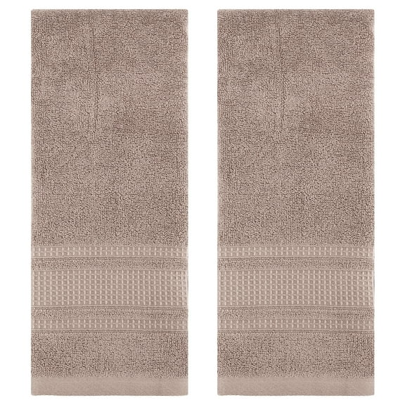 Unique Bargains Waffle Cotton Hand Towel Set of 2 for Bathroom Brown
