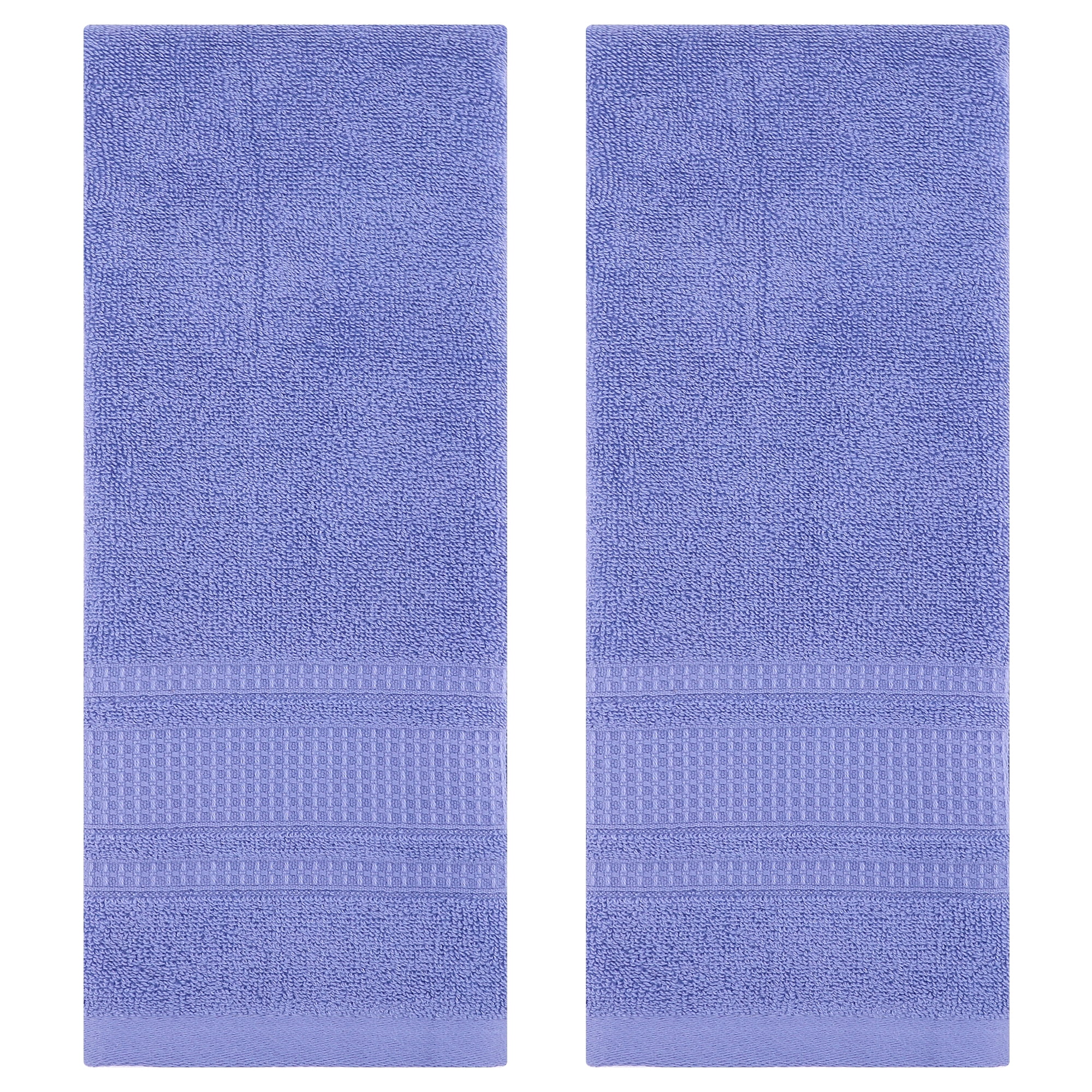 Unique Bargains Waffle Cotton Hand Towel Set of 2 for Bathroom Dark Blue
