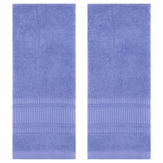 Unique Bargains Waffle Cotton Hand Towel Set of 2 for Bathroom Dark Blue