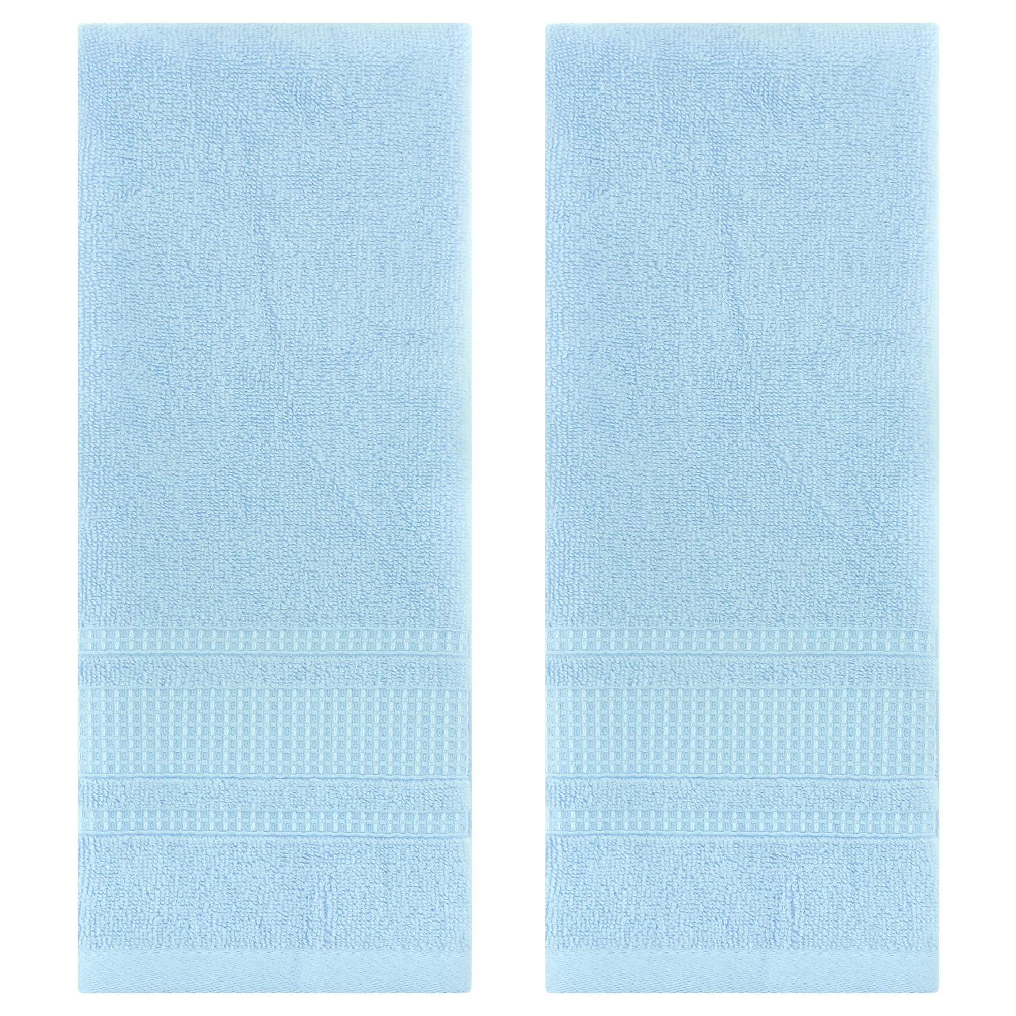 Unique Bargains Waffle Cotton Hand Towel Set of 2 for Bathroom Light Blue