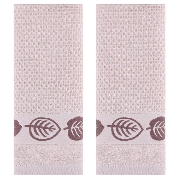 Unique Bargains Waffle Cotton Hand Towels Set of 2 for Bathroom Brown
