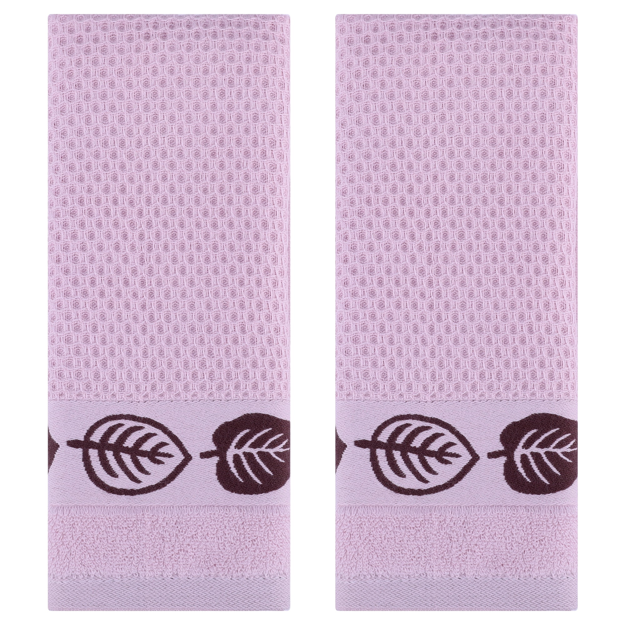 Unique Bargains Waffle Cotton Hand Towels Set of 2 for Bathroom Pink