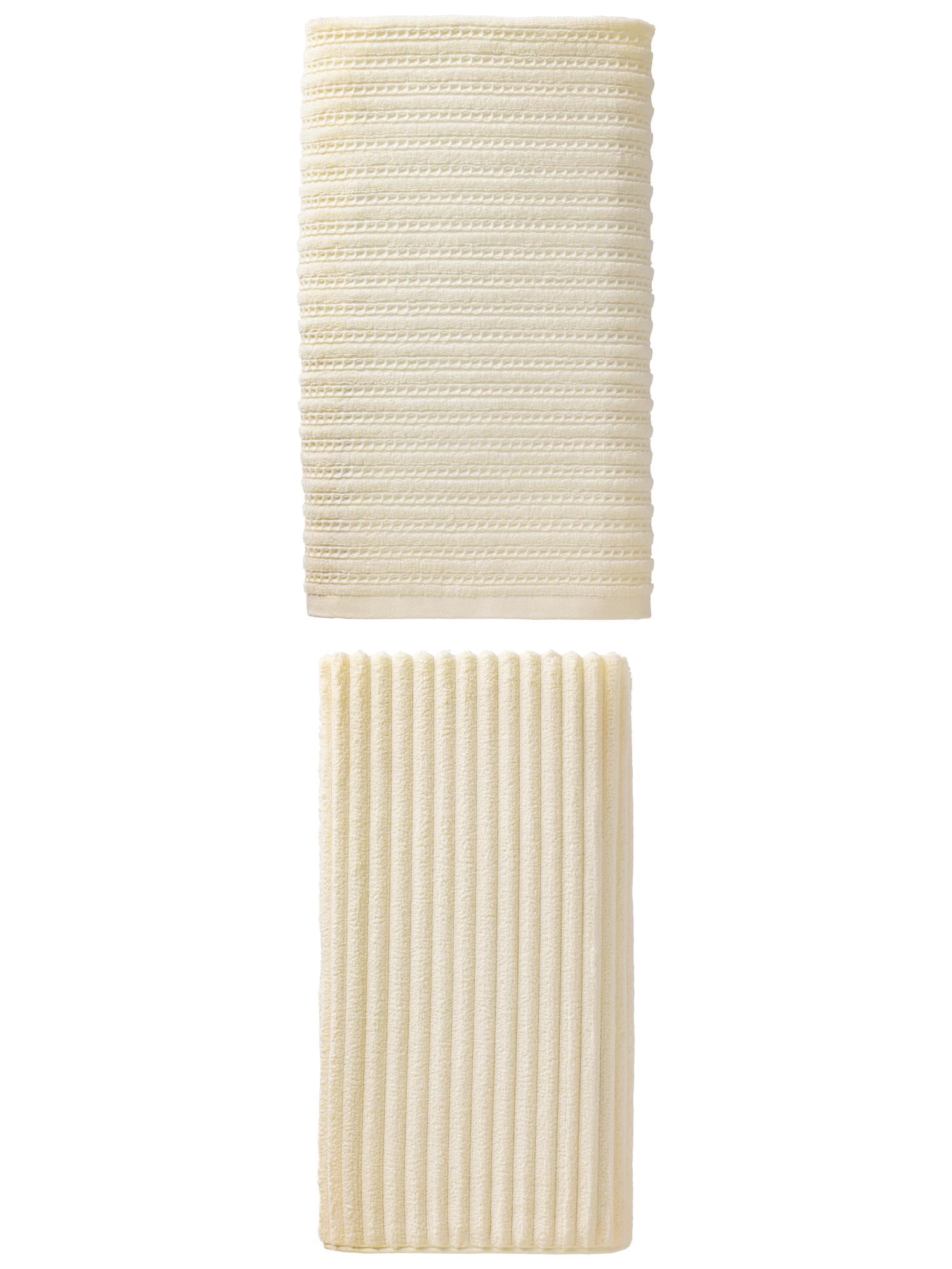 Unique Bargains Waffle Durable Bath Towel 2 Pack White/Milky White 55" x 28"