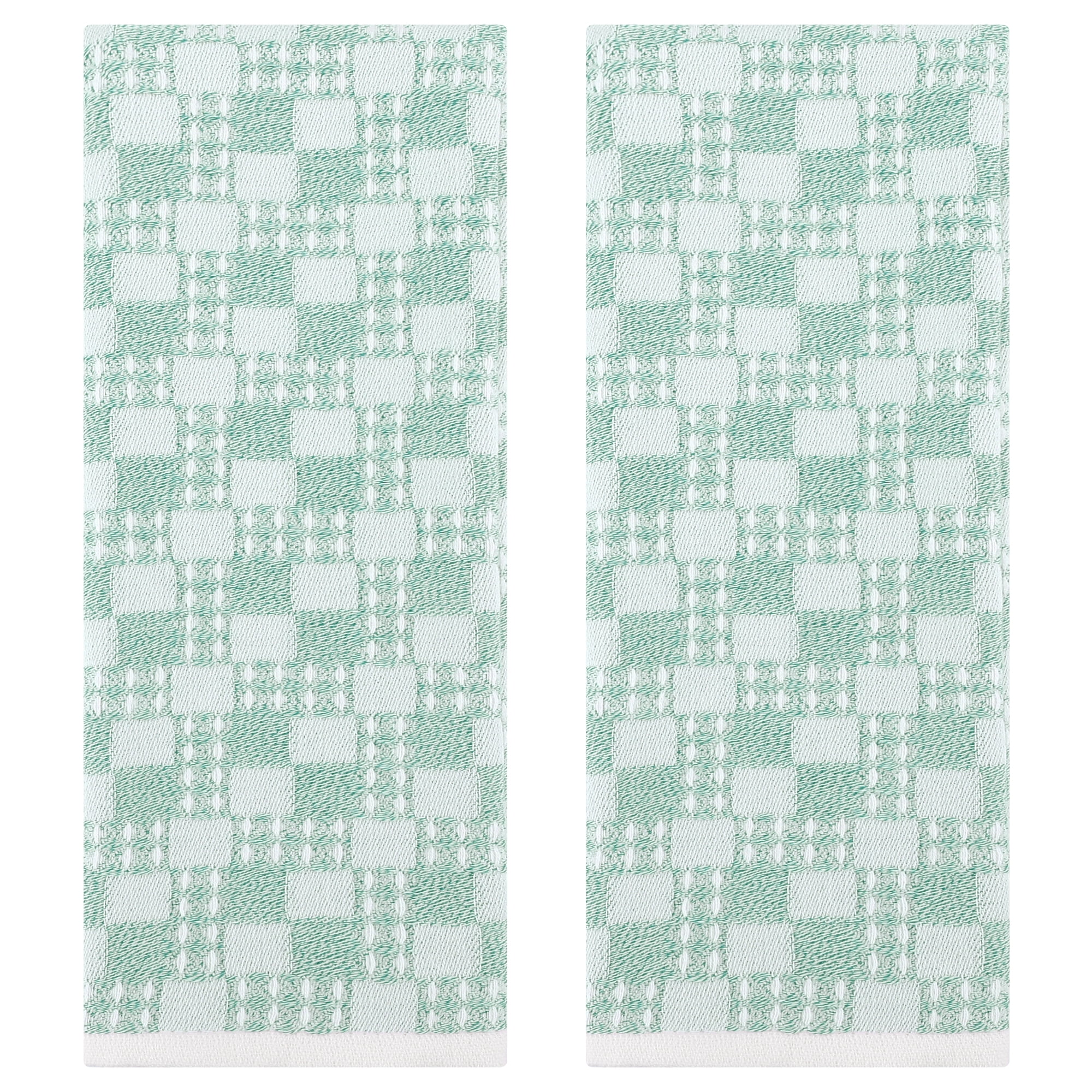 Unique Bargains Waffle Hand Towels Set of 2 Green 13" x 28"