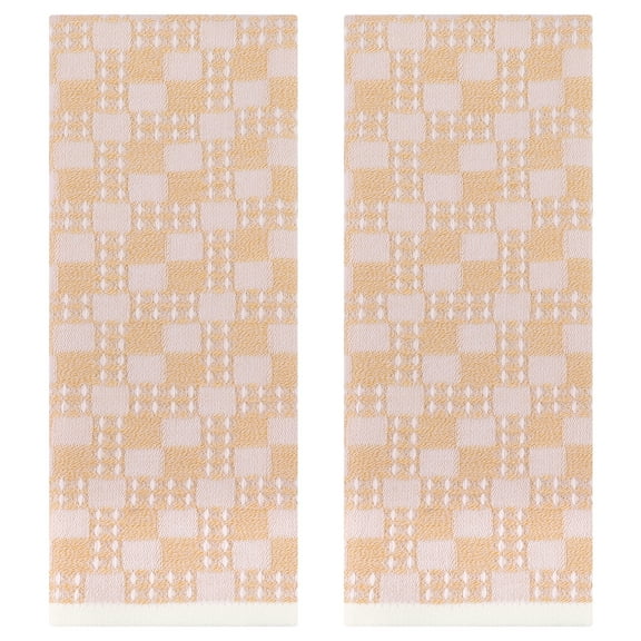 Unique Bargains Waffle Hand Towels Set of 2 Yellow 13" x 28"