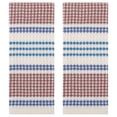 thumbnail image 1 of Unique Bargains Waffle Striped Cotton Hand Towels Set for Bathroom Blue Brown 2-Piece, 1 of 4