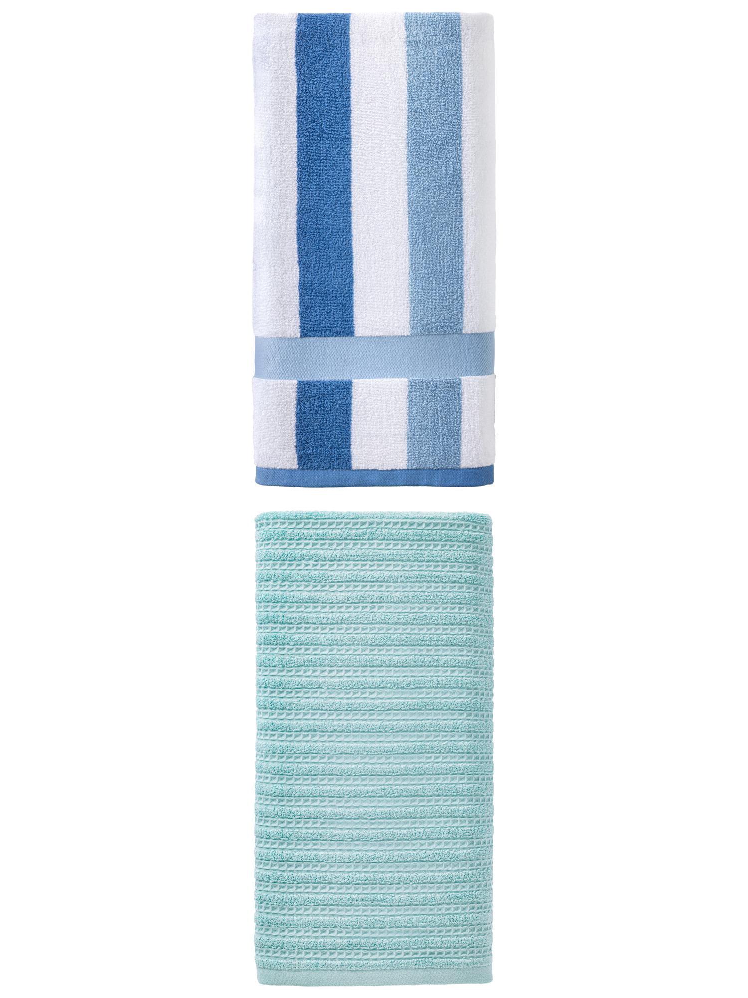 Unique Bargains Classic Bath Towel 2 Pack Blue/Royal Blue 55" x 28"